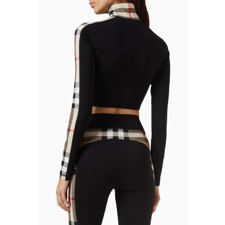 Burberry - Check Trim Cropped Zip Top in Stretch Nylon