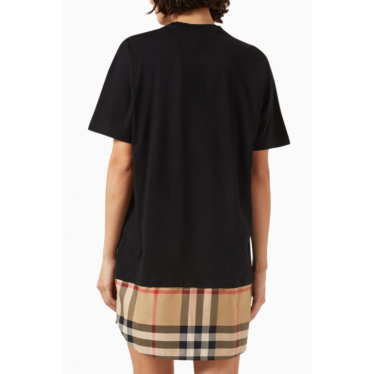 Burberry - Check Panel Oversized T-shirt Dress in Cotton