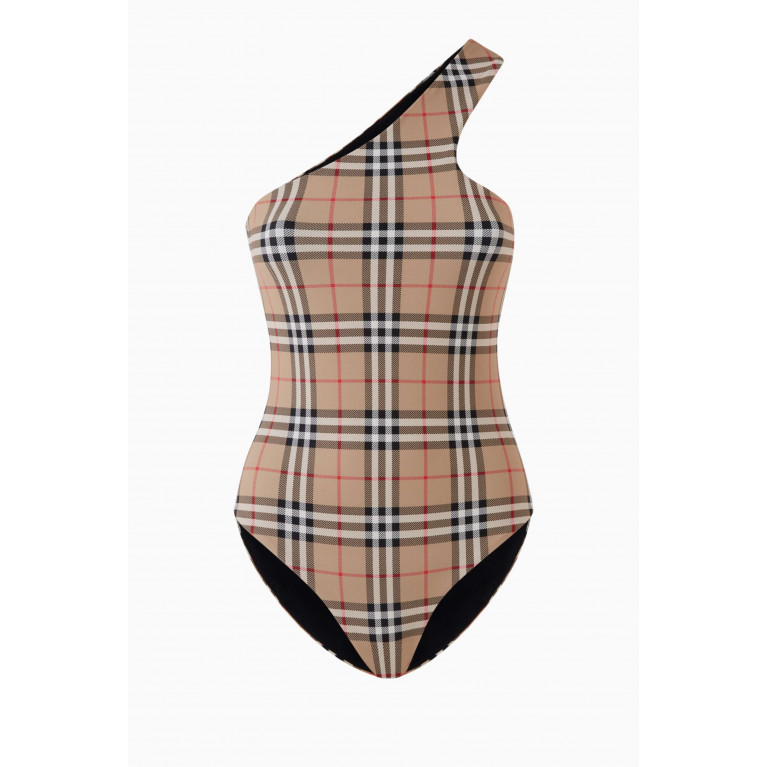 Burberry - Check Asymmetric One-piece Swimsuit in Stretch-nylon