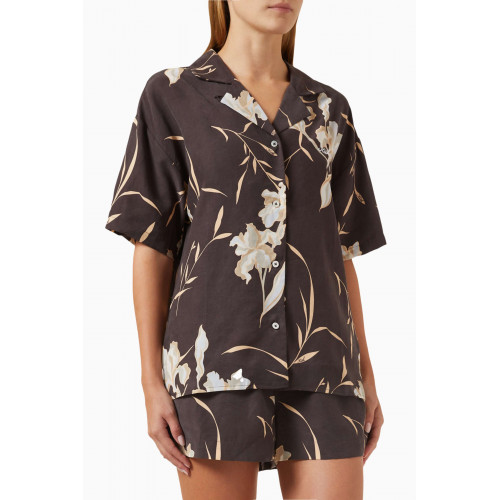 Kith - Elena Palm Camp Shirt in Cupro-blend Grey