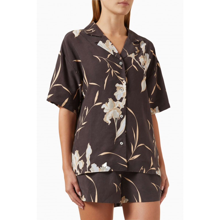 Kith - Elena Palm Camp Shirt in Cupro-blend Grey