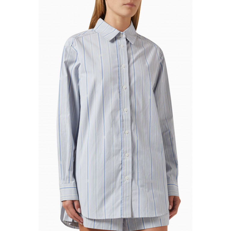 Kith - Gale Logo Striped Shirt in Cotton Blue