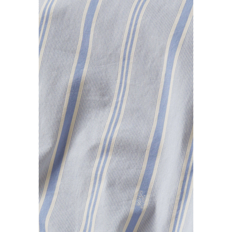 Kith - Clovis Logo Striped Crop Hoodie in Cotton Blue