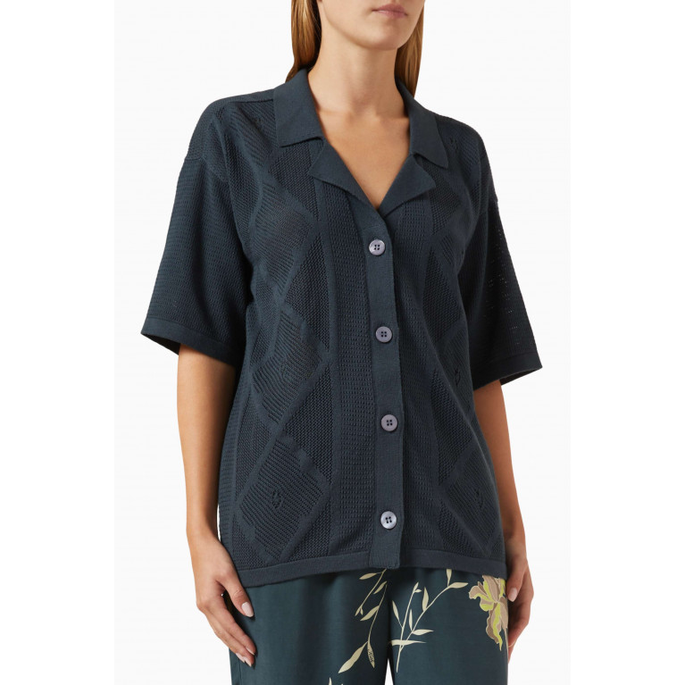 Kith - Elena Diamond Shirt in Organic Cotton-blend Knit Blue
