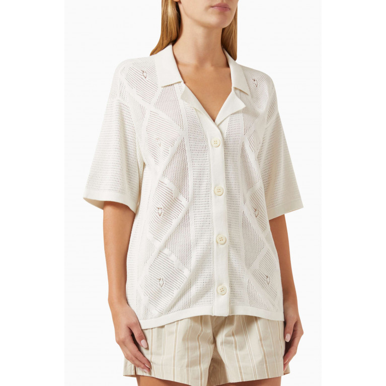 Kith - Elena Diamond Shirt in Organic Cotton-blend Knit Neutral