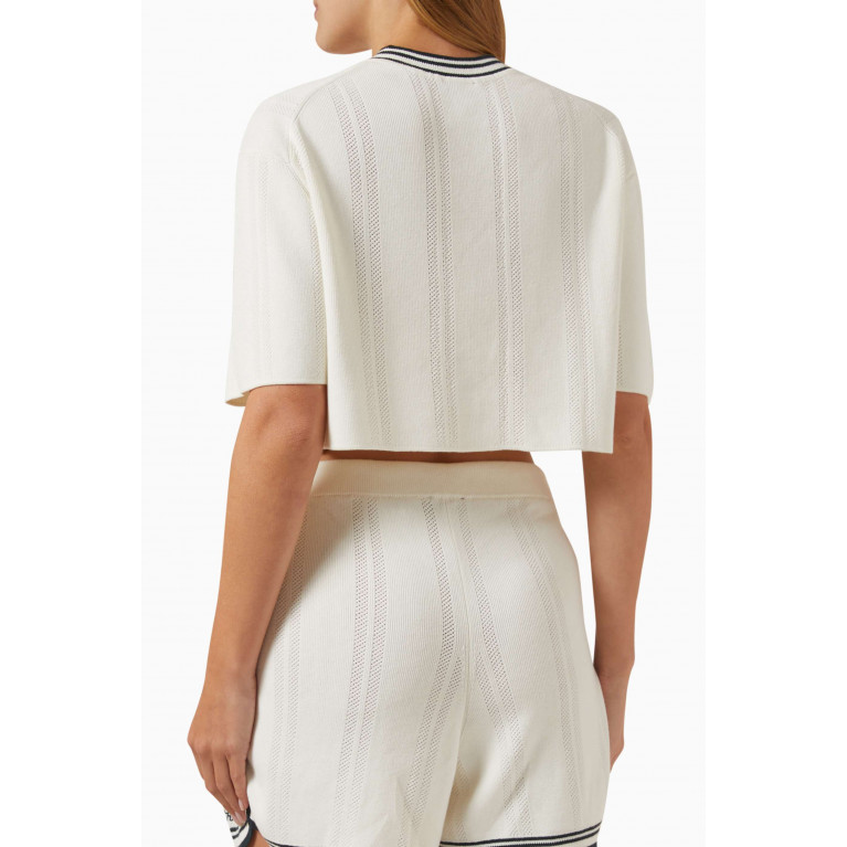 Kith - Spencer Perforated Crop T-shirt in Organic Cotton-blend Knit