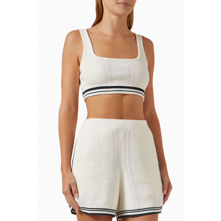 Kith - Aubrey Perforated Bra in Organic Cotton-blend Knit Neutral