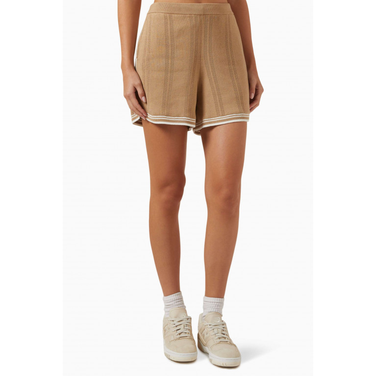 Kith - Rayne Perforated Shorts in Organic Cotton-blend Knit Brown