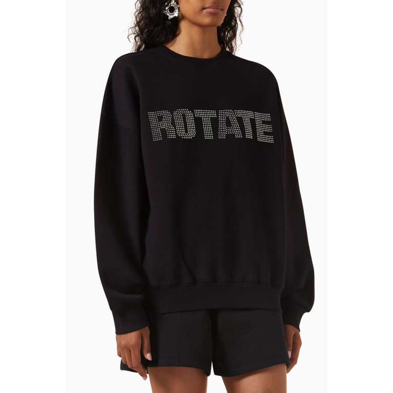 Rotate - Irisa Crystal Logo-embellished Sweatshirt in Organic Fleece