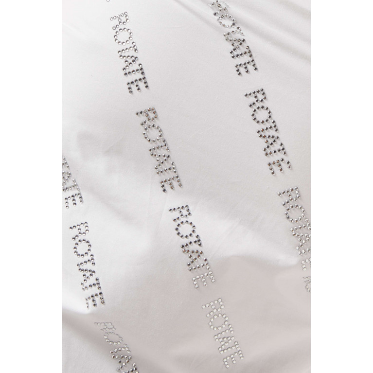 Rotate - Angie Crystal Logo-embellished Crop Top in Organic Poplin