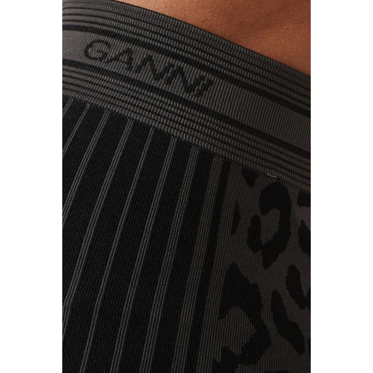 Ganni - Seamless Leopard-print Biker Shorts in Jacquard