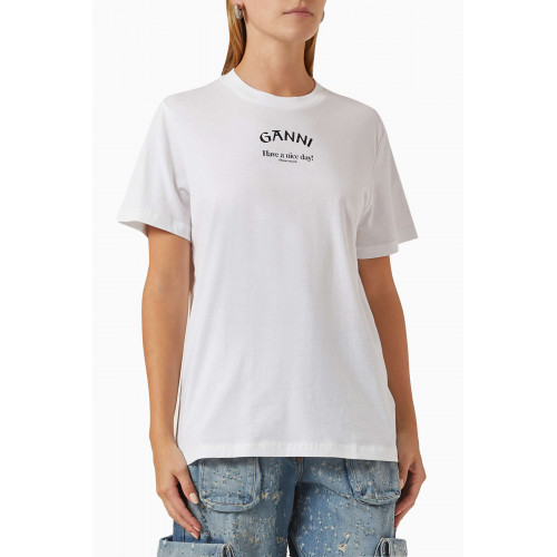 Ganni - Logo Relaxed T-shirt in Organic Cotton-jersey
