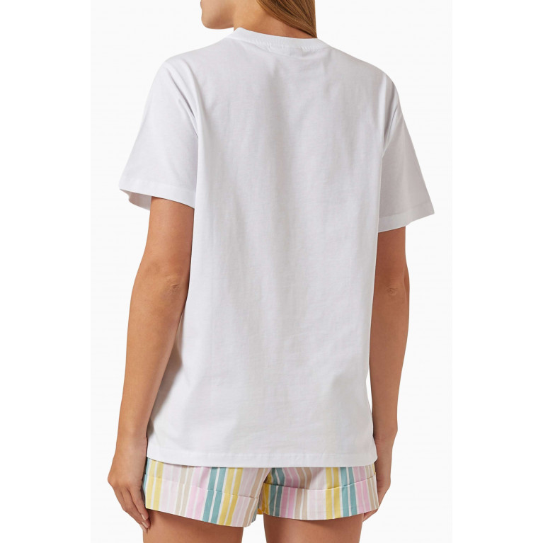 Ganni - Peach Print T-shirt in Organic Cotton-jersey
