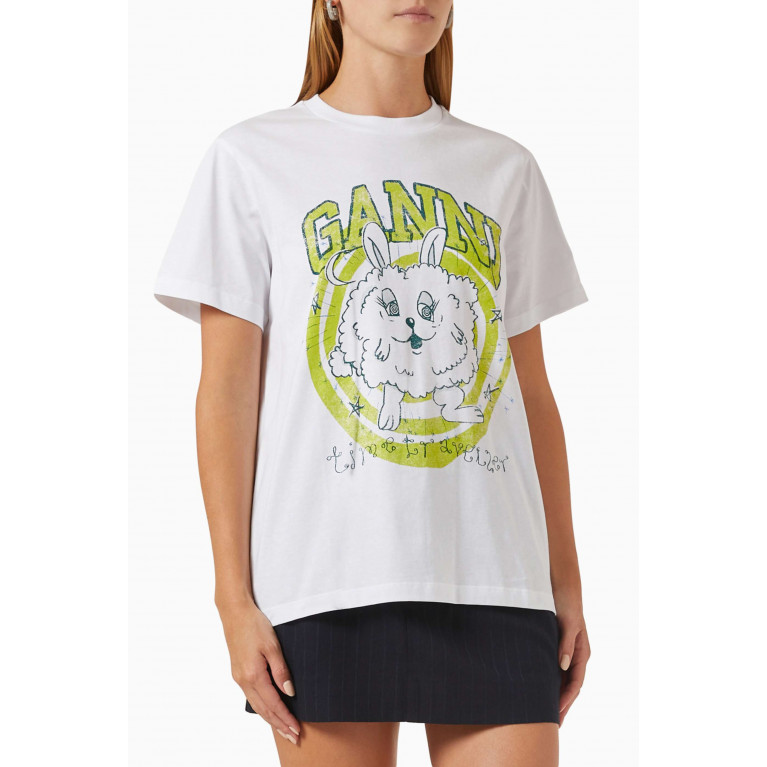 Ganni - Bunny Print T-shirt in Organic Cotton-jersey