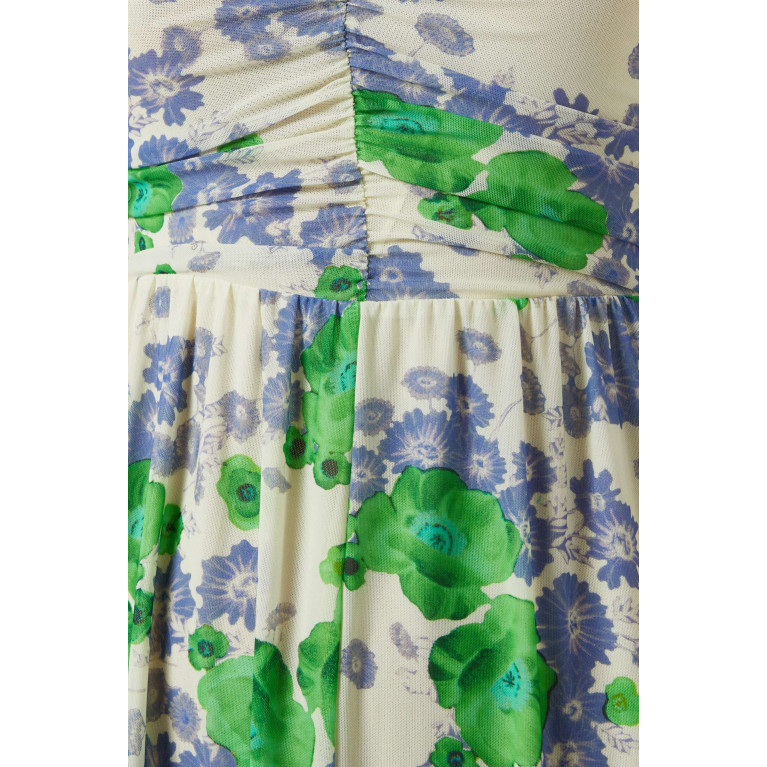 Ganni - Floral-print Maxi Dress in Mesh