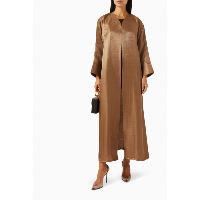 By Amal - Shadow Topstitched Abaya Brown