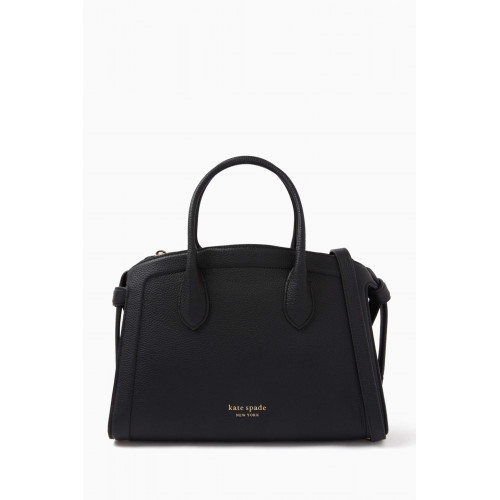 Kate Spade New York - Medium Knott Zip-top Satchel Bag in Leather Black