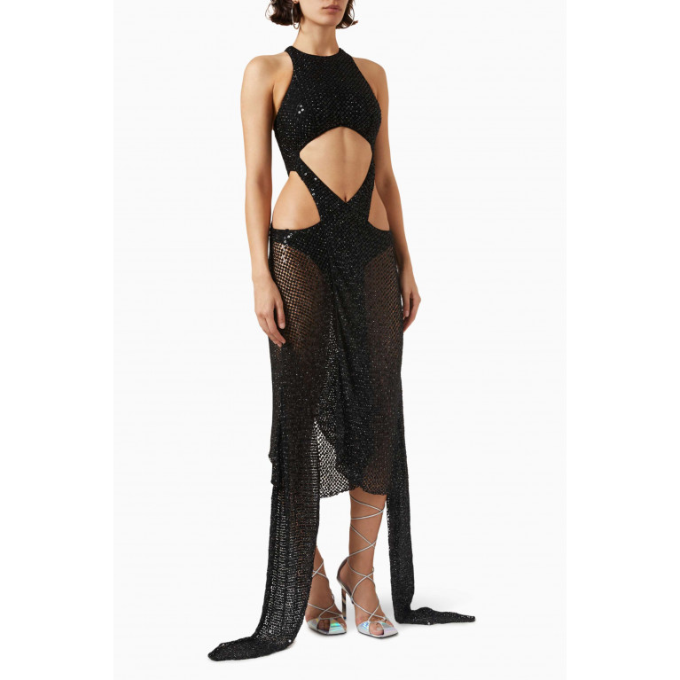 The Attico - Magnolia Maxi Dress in Sequinned Net