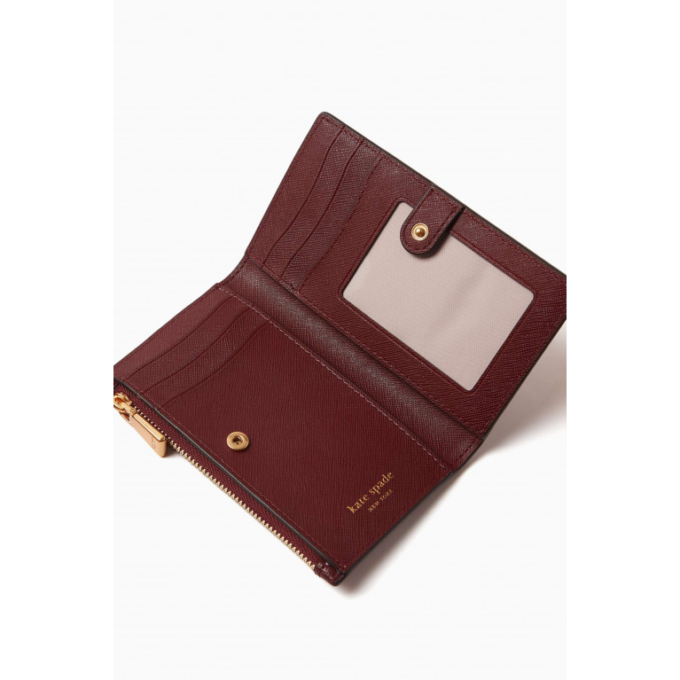 Kate Spade New York - Small Morgan Slim Bifold Wallet in Leather Burgundy