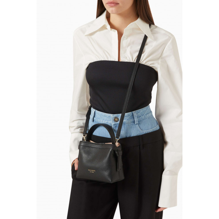 Kate Spade New York - Mini Knott Crossbody Bag in Leather Black