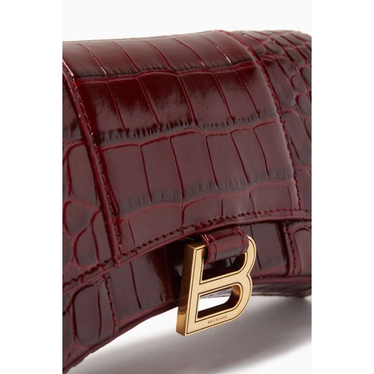 Balenciaga - Hourglass Wallet on Chain in Shiny Crocodile-embossed Calfskin