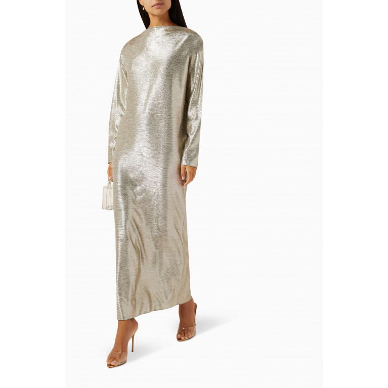 CHI-KA - Shimmer Maxi Dress in Metallic Jersey