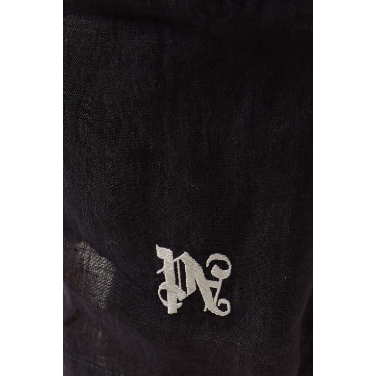 Palm Angels - Monogram Track Shorts in Linen Black