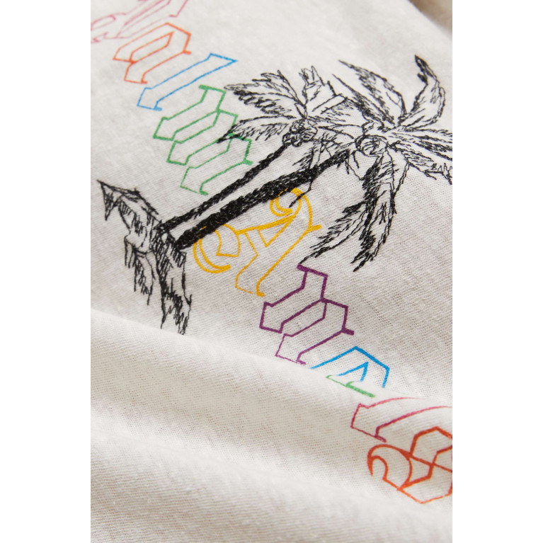 Palm Angels - Graphic Logo Print T-shirt in Cotton Linen Blend Neutral