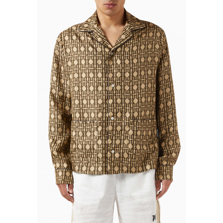 Palm Angels - All-over Monogram Pyjama Shirt in Silk