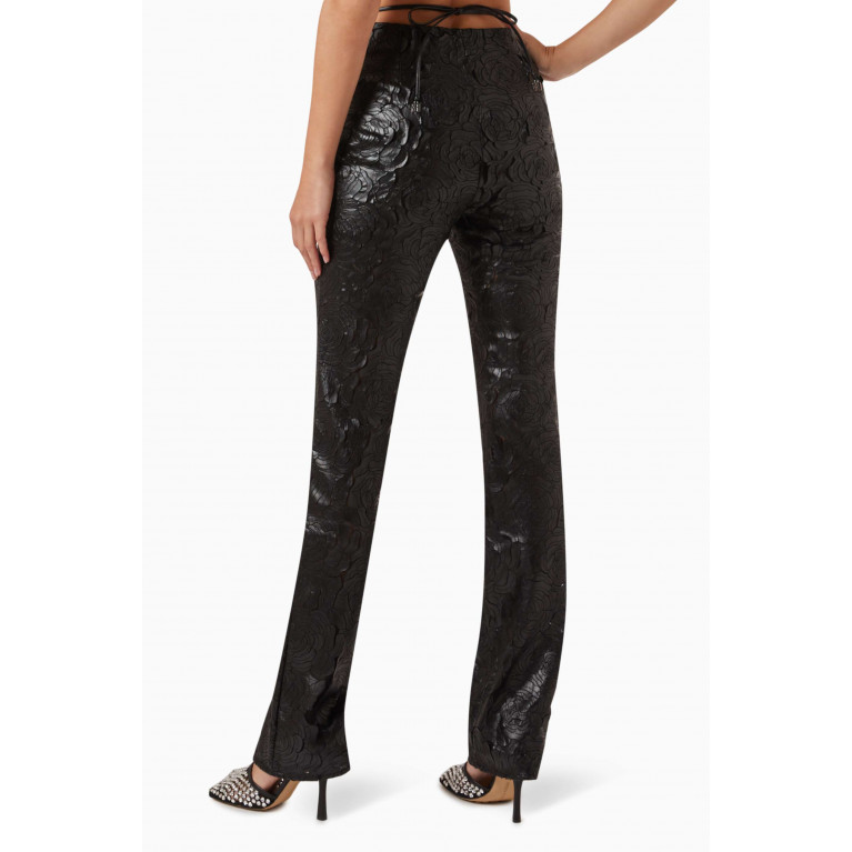 Rotate - Donita Pants in Floral-embossed Coated Fabric