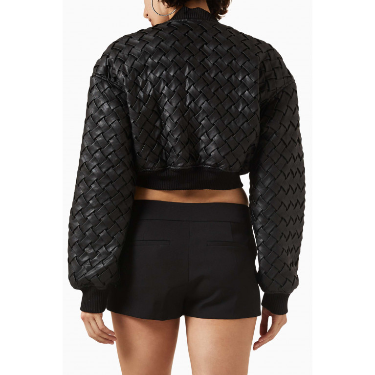Rotate - Nina Braided Crop Jacket in Faux Leather