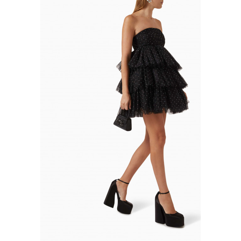 Rotate - Carlosina Embellished Ruffled Mini Dress in Tulle