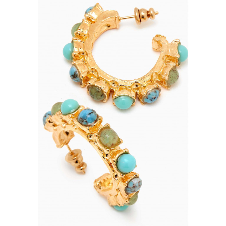Gas Bijoux - Parelie Hoop Earrings in 24kt Gold-plated Metal Blue