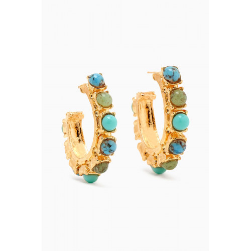 Gas Bijoux - Parelie Hoop Earrings in 24kt Gold-plated Metal Blue