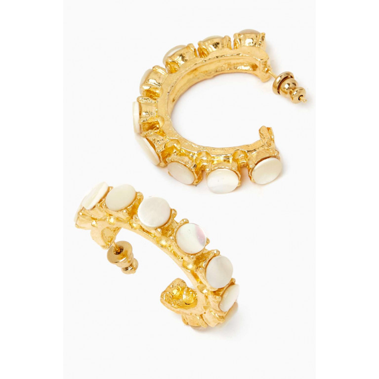 Gas Bijoux - Parelie Hoop Earrings in 24kt Gold-plated Metal White