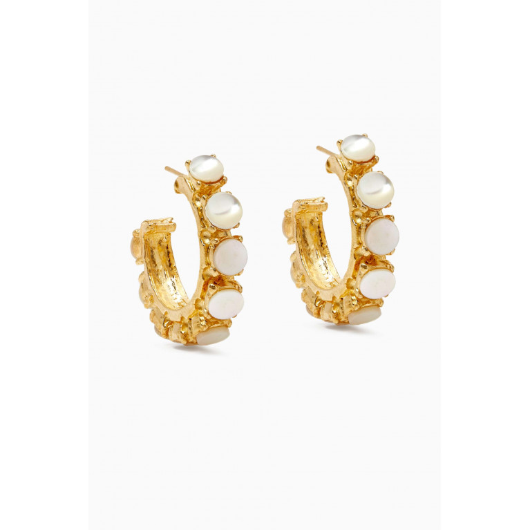 Gas Bijoux - Parelie Hoop Earrings in 24kt Gold-plated Metal White
