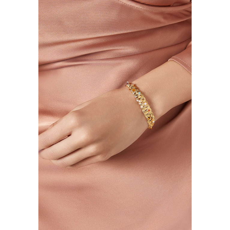 Gas Bijoux - Cesaria Cabochons Bangle Bracelet in Gold-plated Metal