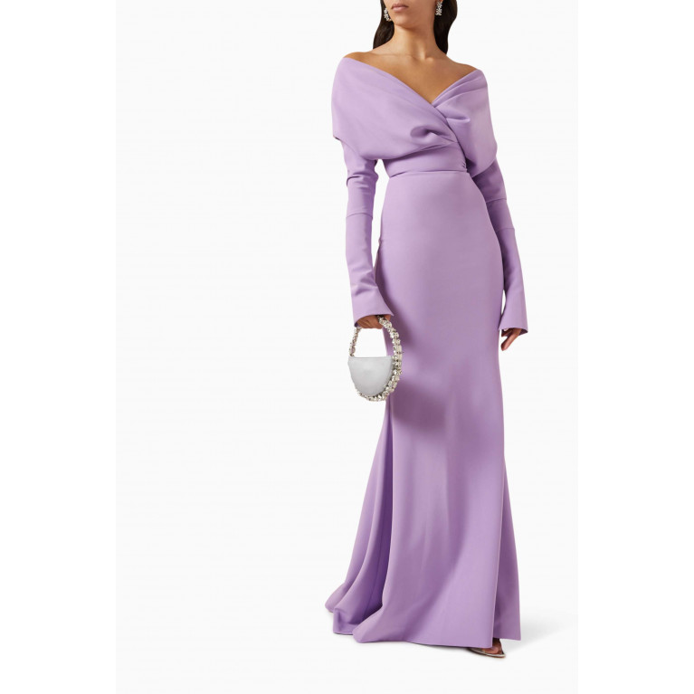 Rhea Costa - Draped Maxi Dress in Crepe