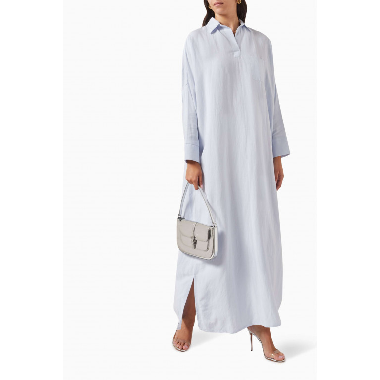 Roua AlMawally - Summer Wrap Dress in Linen Blend Blue
