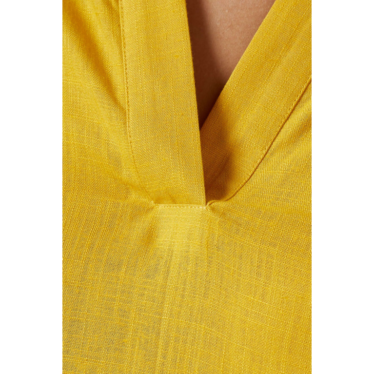 Roua AlMawally - Cloche Summer Kaftan in Linen Blend Yellow