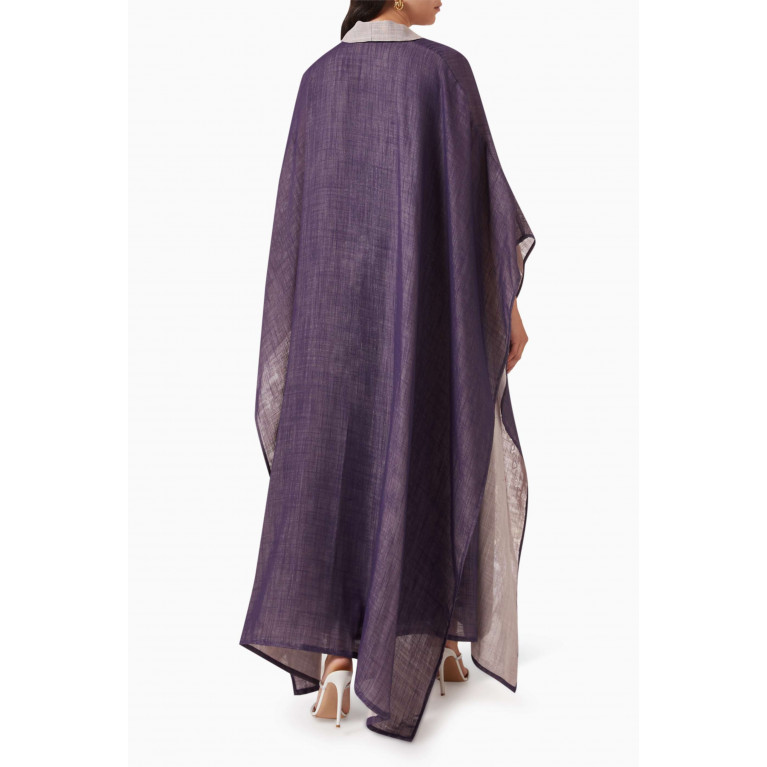 Roua AlMawally - Two Tone Abaya in Linen Purple