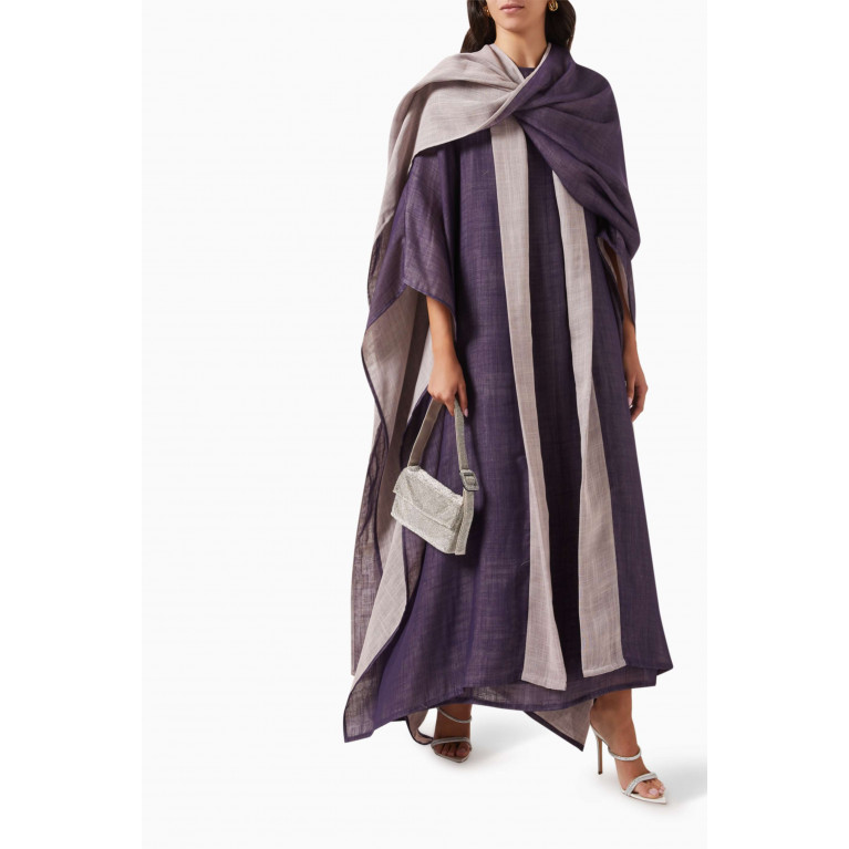Roua AlMawally - Two Tone Abaya in Linen Purple