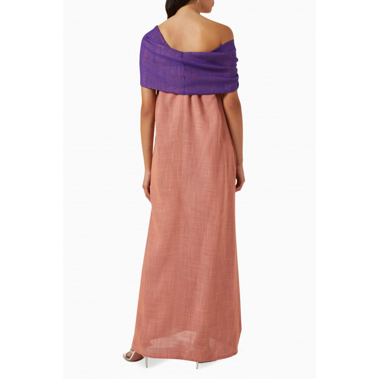 Roua AlMawally - Off-shoulder Dress in Linen Purple