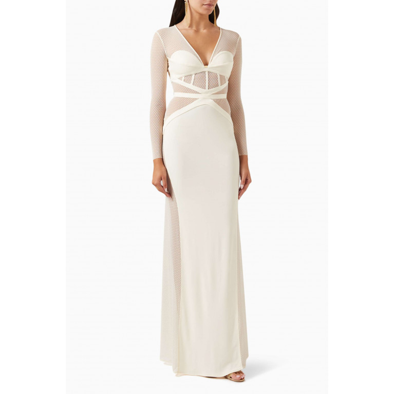 Elisabetta Franchi - Cut-out Dress in Tulle Neutral