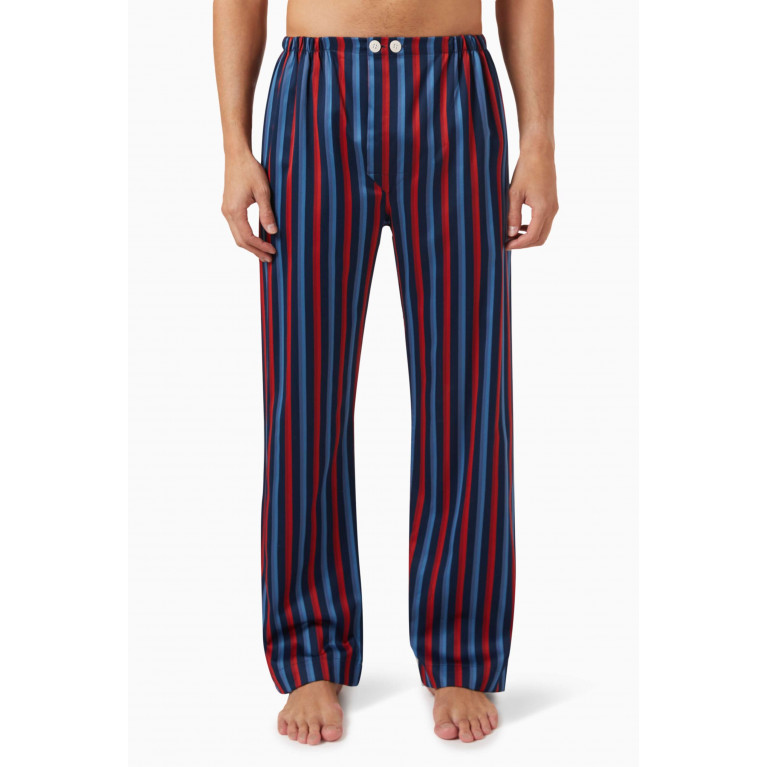 Derek Rose - Wellington 55 Striped Pyjama Set in Cotton-satin