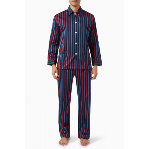 Derek Rose - Wellington 55 Striped Pyjama Set in Cotton-satin
