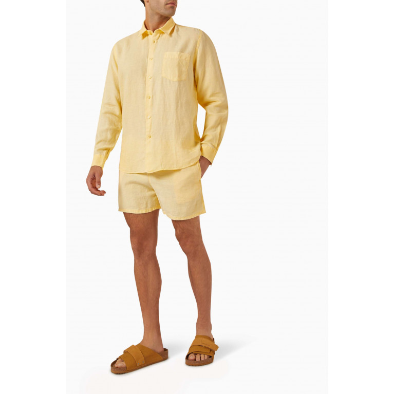 Vilebrequin - Barry Mineral-dyed Bermuda Shorts in Linen Yellow