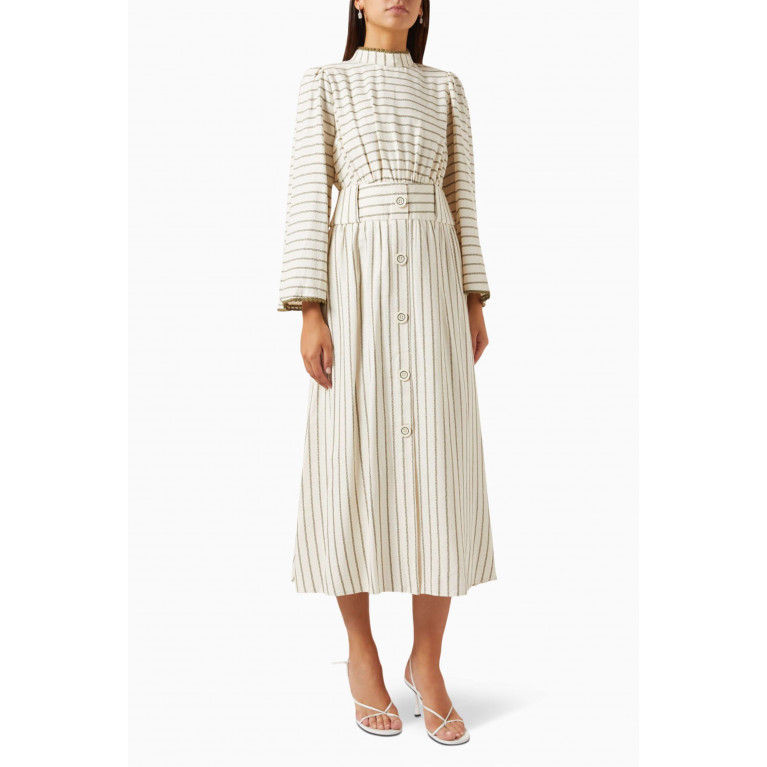 Qui Prive - Striped Midi Dress in Viscose-blend