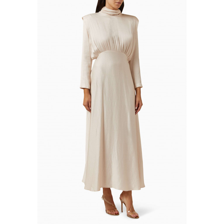 Qui Prive - Textured Midi Dress in Satin White