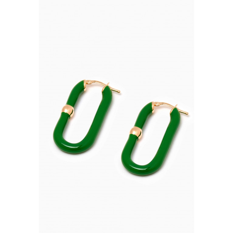 Bottega Veneta - Chains Oval Hoop Earrings in 18kt Gold-plated Sterling Silver